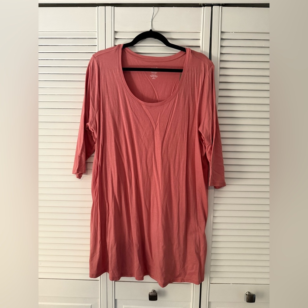 Pure Jill Coral Elbow length Sleeve Knit Top